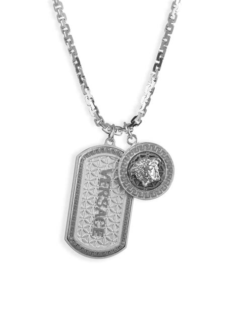 versace dog tag necklace|Men's Luxury & Designer Necklaces .